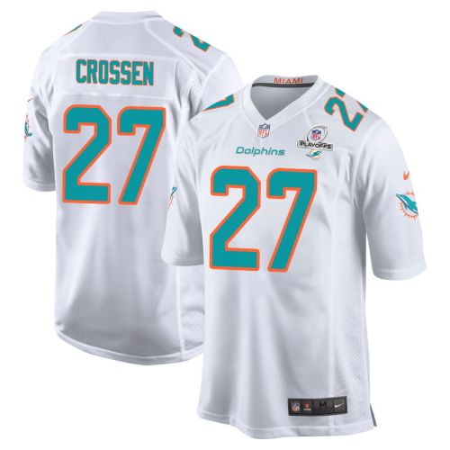 Keion Crossen 27 Miami Dolphins 2023 Playoffs Patch Game Men Jersey - White