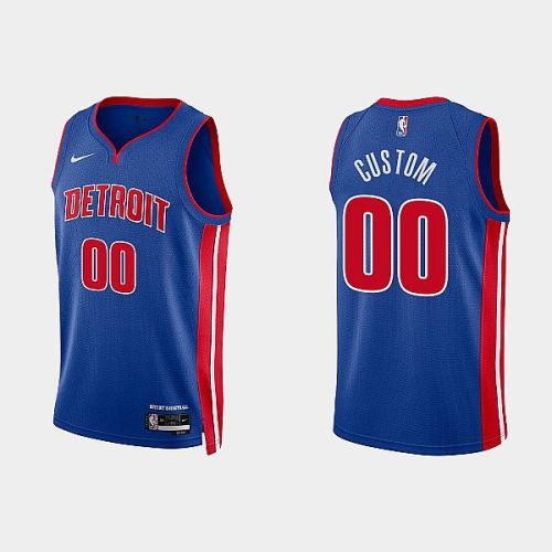 Detroit Pistons 00 Custom 2022-23 Icon Edition Royal Men Jersey