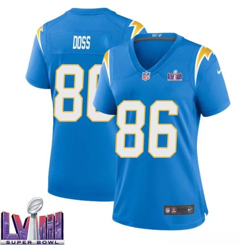 Keelan Doss 86 Los Angeles Chargers Super Bowl LVIII Women Home Game Jersey - Powder Blue