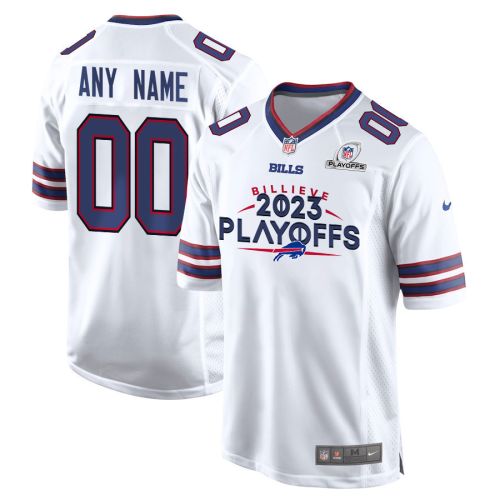 Buffalo Bills Billieve 2023 Playoffs Game Men Custom Jersey - White