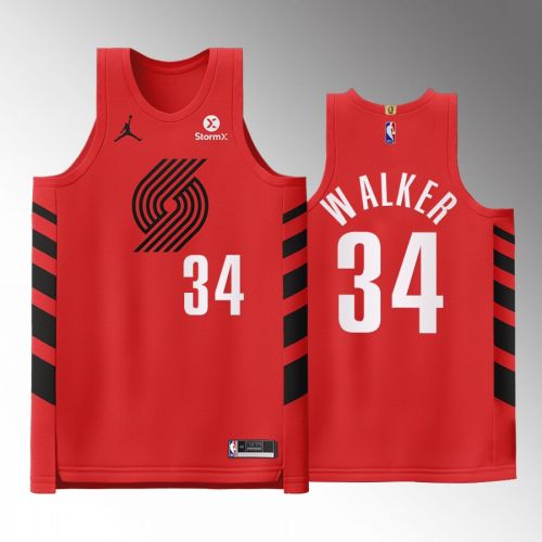 Portland Trail Blazers 34 Jabari Walker Red Jersey 2022-23 Statement Edition