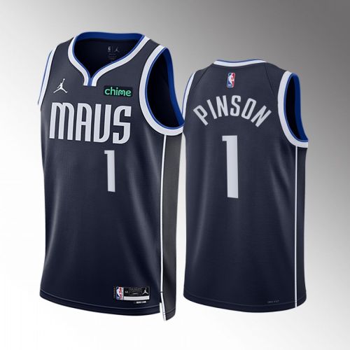 Theo Pinson 1 2022-23 Dallas Mavericks Navy Statement Edition Men Jersey Swingman