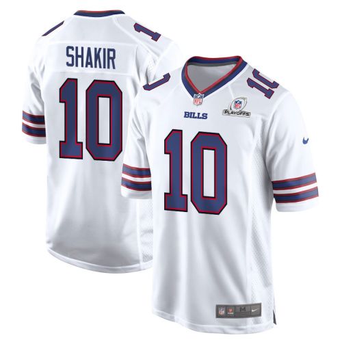 Khalil Shakir 10 Buffalo Bills 2023 Playoffs Patch Game Men Jersey - White