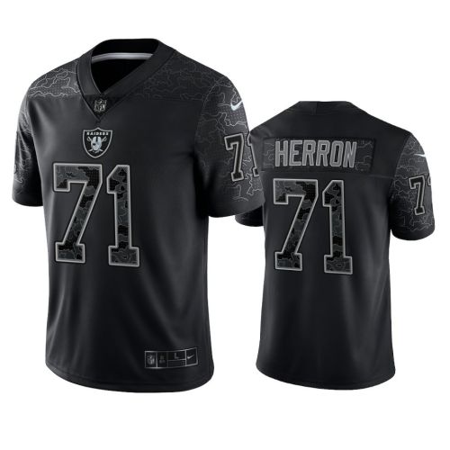 Justin Herron 71 Las Vegas Raiders Black Reflective Limited Jersey - Men