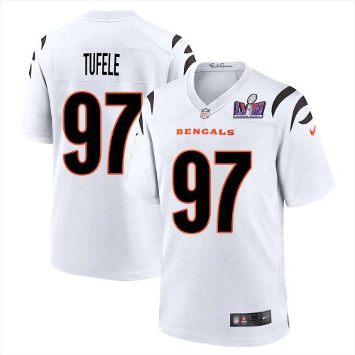 Jay Tufele 97 Cincinnati Bengals Super Bowl LVIII Men Away Limited Jersey - White