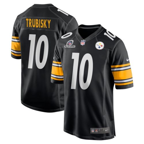 Mitch Trubisky 10 Pittsburgh Steelers 2023 Playoffs Patch Game Men Jersey - Black