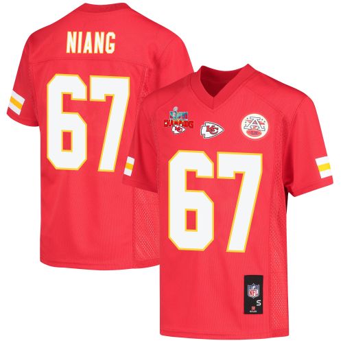 Lucas Niang 67 Kansas City Chiefs Super Bowl LVII Champions 3 Stars Youth Game Jersey - Red