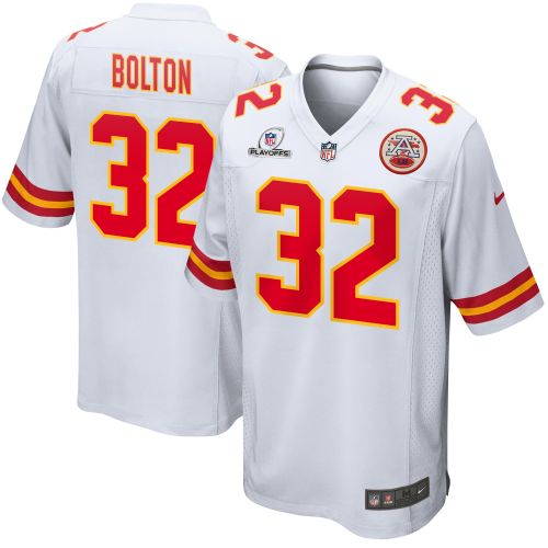 Nick Bolton 32 Kansas City Chiefs 2023 Playoffs Patch Game Men Jersey - White