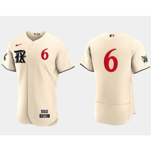 Josh Jung 6 Texas Rangers 2023 City Connect Flex Base Elite Jersey - Cream