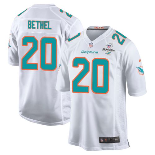 Justin Bethel 20 Miami Dolphins 2023 Playoffs Patch Game Men Jersey - WhiteV