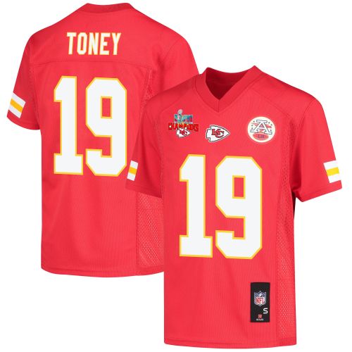 Kadarius Toney 19 Kansas City Chiefs Super Bowl LVII Champions 3 Stars Youth Game Jersey - Red