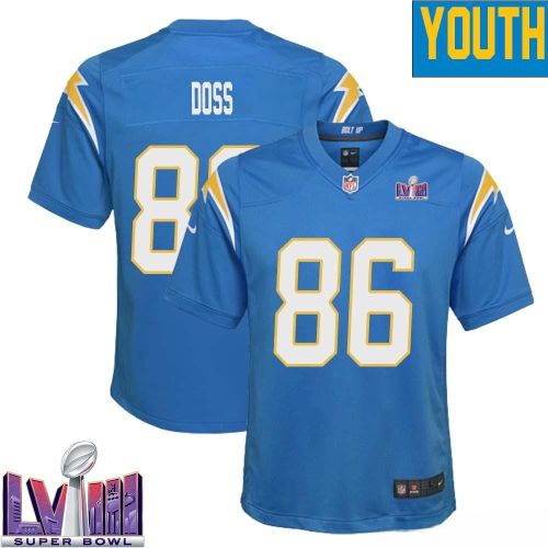 Keelan Doss 86 Los Angeles Chargers Super Bowl LVIII YOUTH Home Game Jersey - Powder Blue