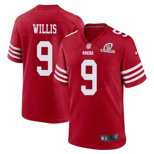 Brayden Willis 9 San Francisco 49ers 2024 Divisional Patch Game Men Jersey - Scarlet