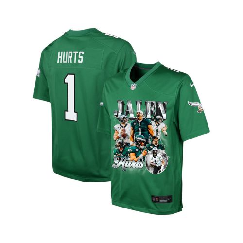 Jalen Hurts 1 Philadelphia Eagles Go Directly To Jalen Game YOUTH Jersey - Kelly Green