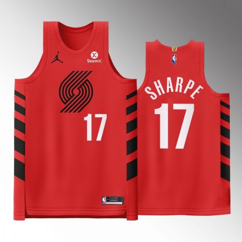 Portland Trail Blazers 17 Shaedon Sharpe Red Jersey 2022-23 Statement Edition