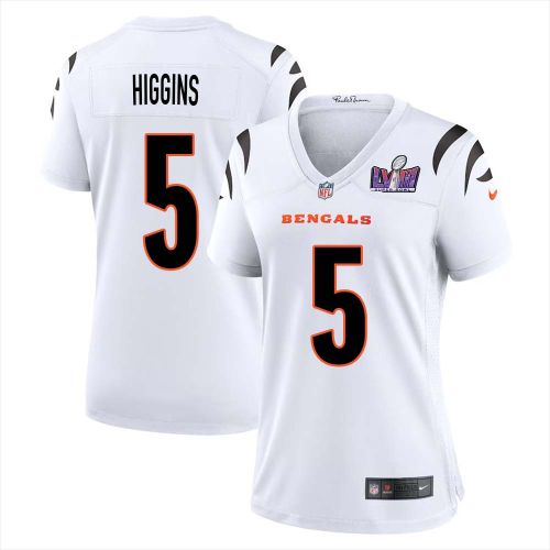 Tee Higgins 5 Cincinnati Bengals Super Bowl LVIII Women Away Limited Jersey - White