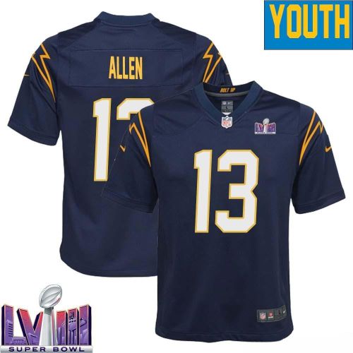 Keenan Allen 13 Los Angeles Chargers Super Bowl LVIII YOUTH Alternate Game Jersey - Navy