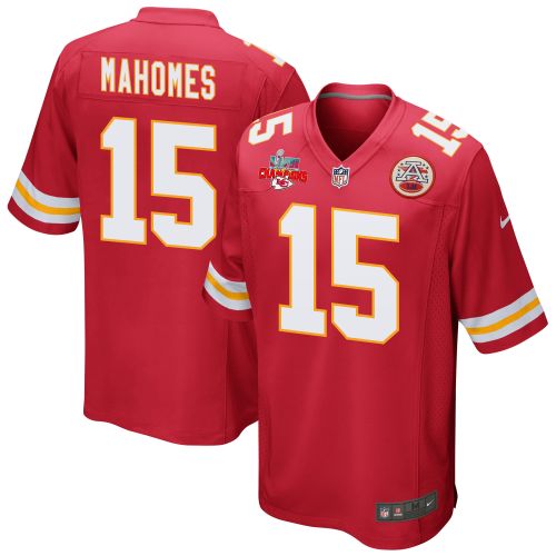 Patrick Mahomes 15 Kansas City Chiefs Super Bowl LVII Champions 3 Stars Men Game Jersey - Red