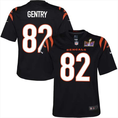 Zach Gentry 82 Cincinnati Bengals Super Bowl LVIII YOUTH Home Limited Jersey - Black