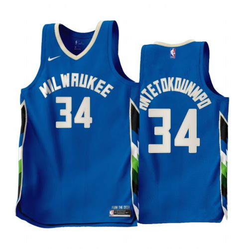 Milwaukee Bucks Giannis Antetokounmpo 34 Blue 2022-23 City Edition Men Jersey