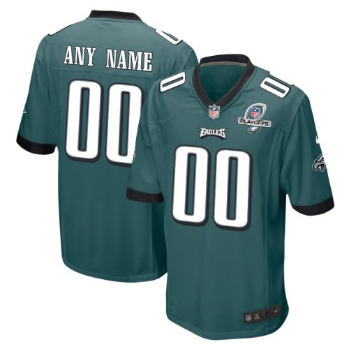 Philadelphia Eagles 2023 Playoffs Patch Game Men Custom Jersey - Midnight Green