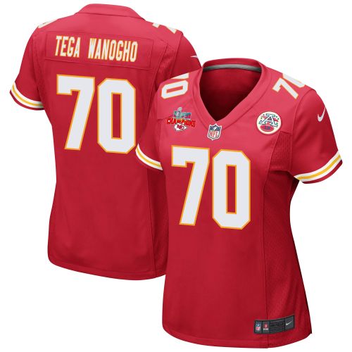 Prince Tega Wanogho 70 Kansas City Chiefs Super Bowl LVII Champions 3 Stars Women Game Jersey - Red