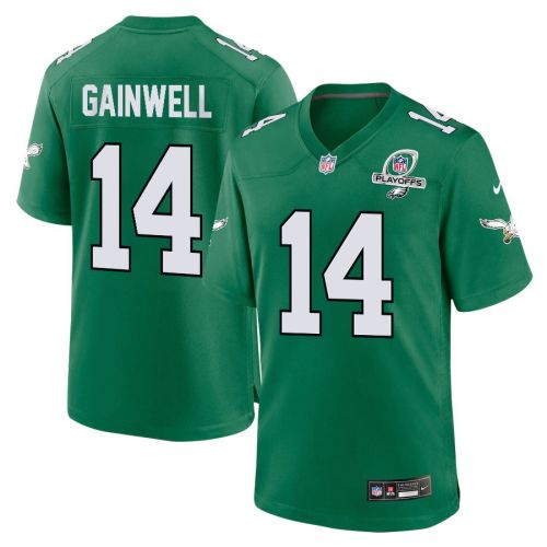 Kenneth Gainwell 14 Philadelphia Eagles 2023 Playoffs Patch Alternate Game Men Jersey - Kelly Green