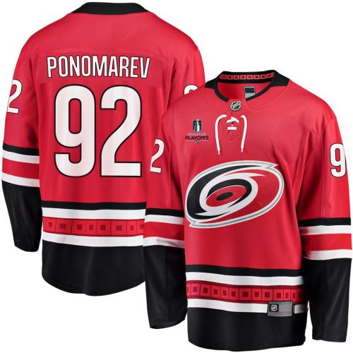 Vasiliy Ponomarev 92 Carolina Hurricanes Stanley Cup 2023 Playoffs Patch Home Breakaway Men Jersey - Red