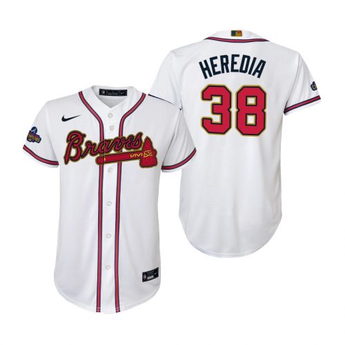 Youth Guillermo Heredia 38 Atlanta Braves White 2022-23 Gold Program Jersey