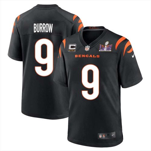 Joe Burrow 9 Cincinnati Bengals Super Bowl LVIII Men Home Limited Jersey - Black