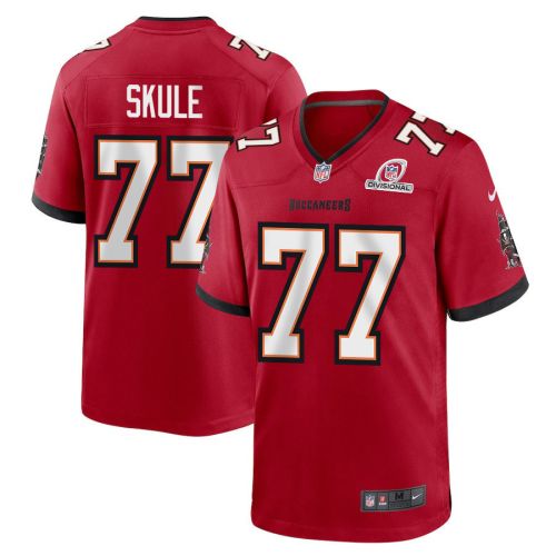 Justin Skule 77 Tampa Bay Buccaneers 2024 Divisional Patch Game Men Jersey - Red