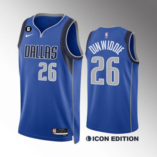 Dallas Mavericks Spencer Dinwiddie 26 Royal Icon Edition Jersey 2022-23 Swingman