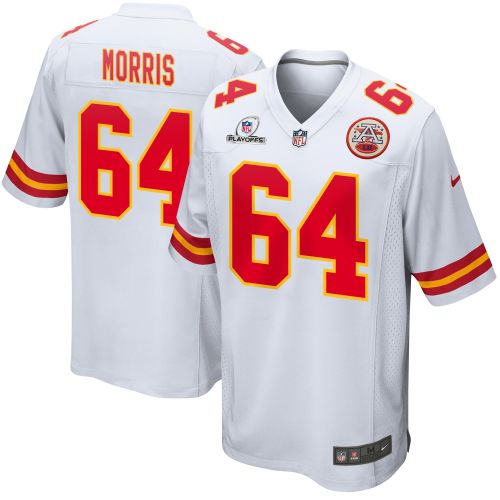 Wanya Morris 64 Kansas City Chiefs 2023 Playoffs Patch Game Men Jersey - White