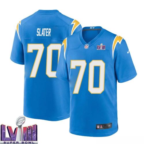 Rashawn Slater 70 Los Angeles Chargers Super Bowl LVIII Men Home Game Jersey - Powder Blue