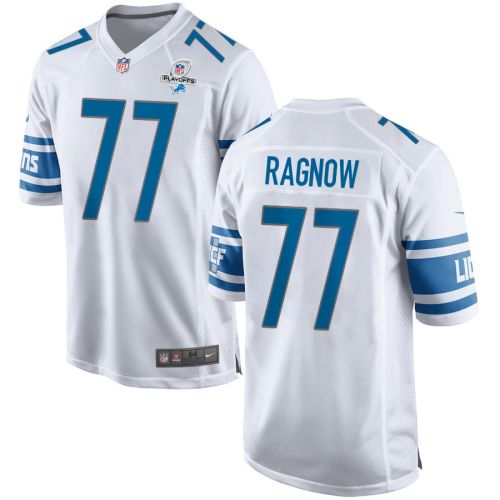 Frank Ragnow 77 Detroit Lions 2023 Playoffs Patch Game Men Jersey - White