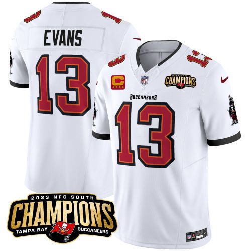 Mike Evans 13 Tampa Bay Buccaneers 2023 NFC South Champions Patch Game Men Jersey - White