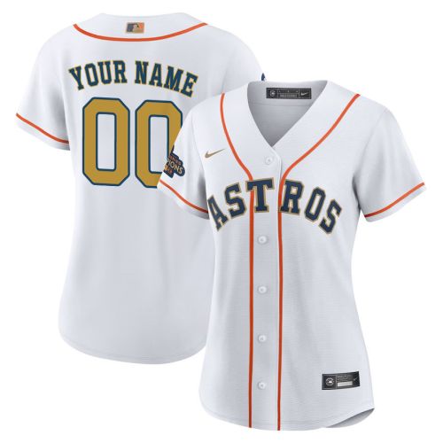 Custom 00 Houston Astros 2023 Women Jersey - White/Gold