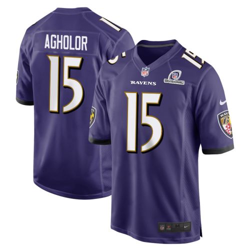 Nelson Agholor 15 Baltimore Ravens 2024 Divisional Patch Game Men Jersey - Purple