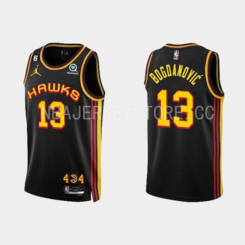 Atlanta Hawks Bogdan Bogdanovic 13 Black 2022-23 Statement Edition Men Jersey