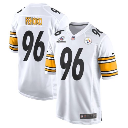 Breiden Fehoko 96 Pittsburgh Steelers 2023 Playoffs Patch Game Men Jersey - White