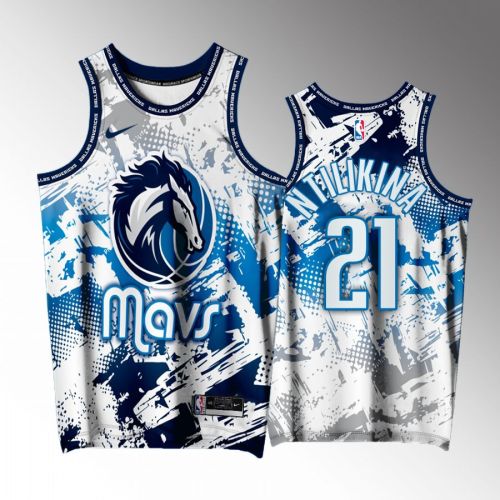 Frank Ntilikina 21 Dallas Mavericks White Men Jersey Printing Splash City Exclusive Edition