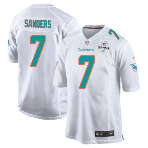 Jason Sanders 7 Miami Dolphins 2023 Playoffs Patch Game Men Jersey - White