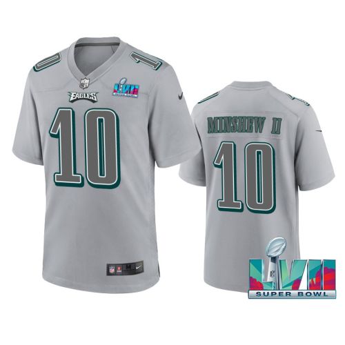 Gardner Minshew II 10 Philadelphia Eagles Super Bowl LVII Patch Atmosphere Fashion Game Jersey - Gray