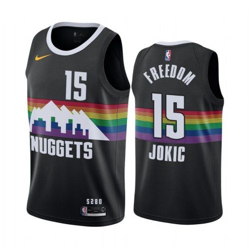 Nikola Jokic Freedom Nuggets Justice 2020 Playoffs Social Justice Jersey