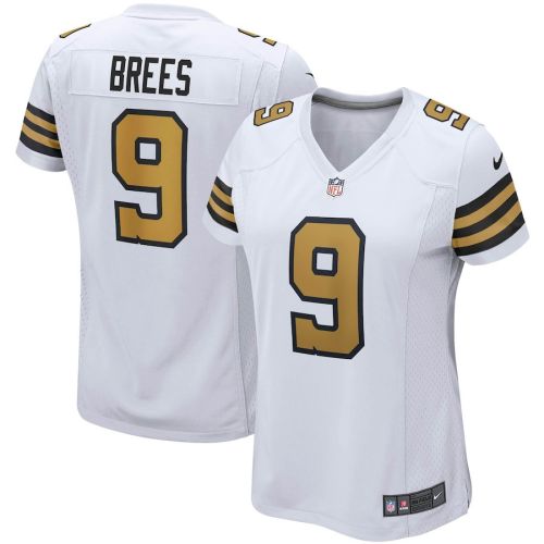 Drew Brees 9 New Orleans Saints Women's Alternate Game Jersey - White