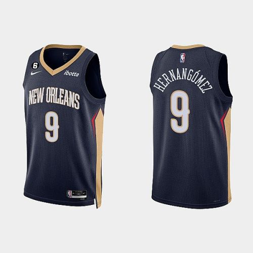 New Orleans Pelicans 9 Willy Hernangomez 2022-23 Icon Edition Navy Men Jersey