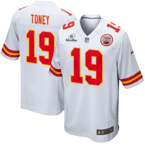 Kadarius Toney 19 Kansas City Chiefs 2023 Playoffs Patch Game Men Jersey - White