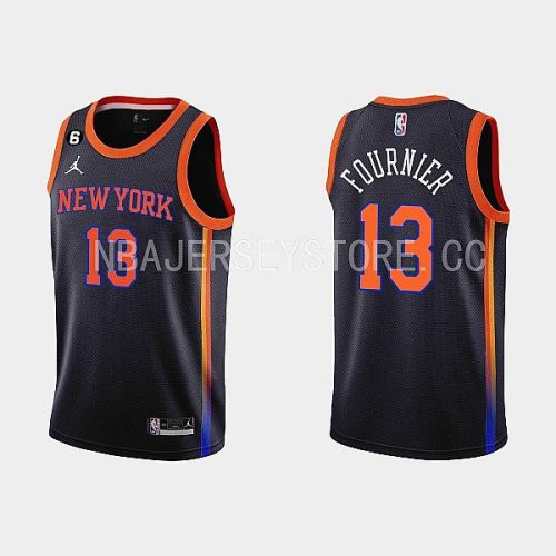 New York Knicks 13 Evan Fournier 2022-23 Statement Edition Black Men Jersey