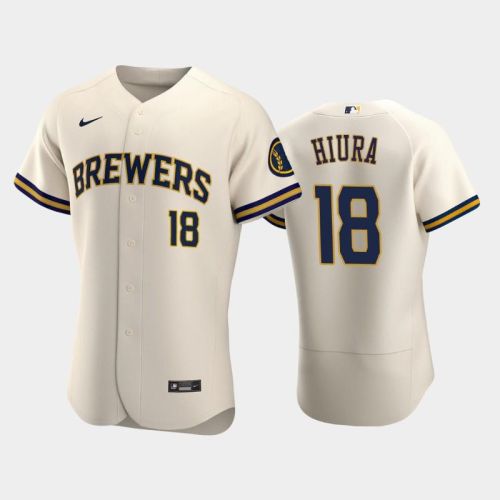 Milwaukee Brewers 18 Keston Hiura Home Team Cream Jersey Jersey