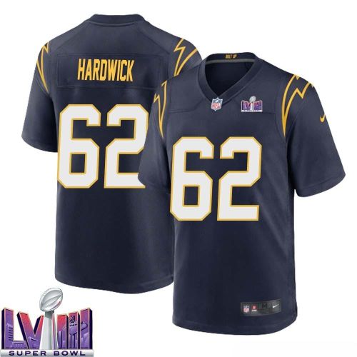 Nick Hardwick 62 Los Angeles Chargers Super Bowl LVIII Men Alternate Game Jersey - Navy